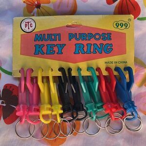 Vintage Key Rings Pack of 12 Multi Color Plastic NIP